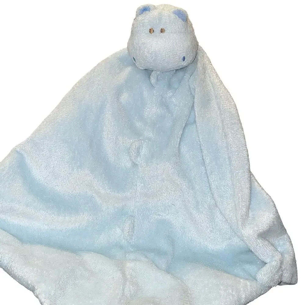 Angel Dear Blue Hippo Baby Lovey Security Blanket Soft Plush Blankie Nursery
